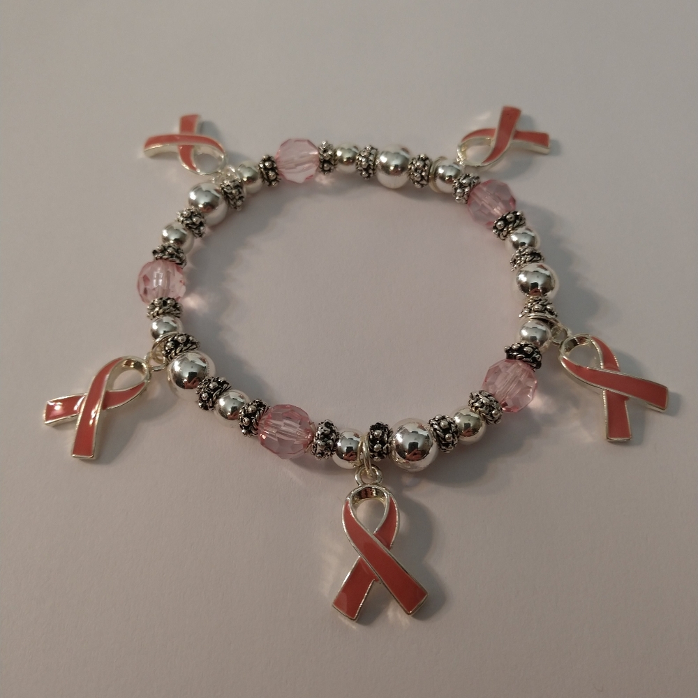Breast Cancer Awareness Bracelet Pink Ribbons New